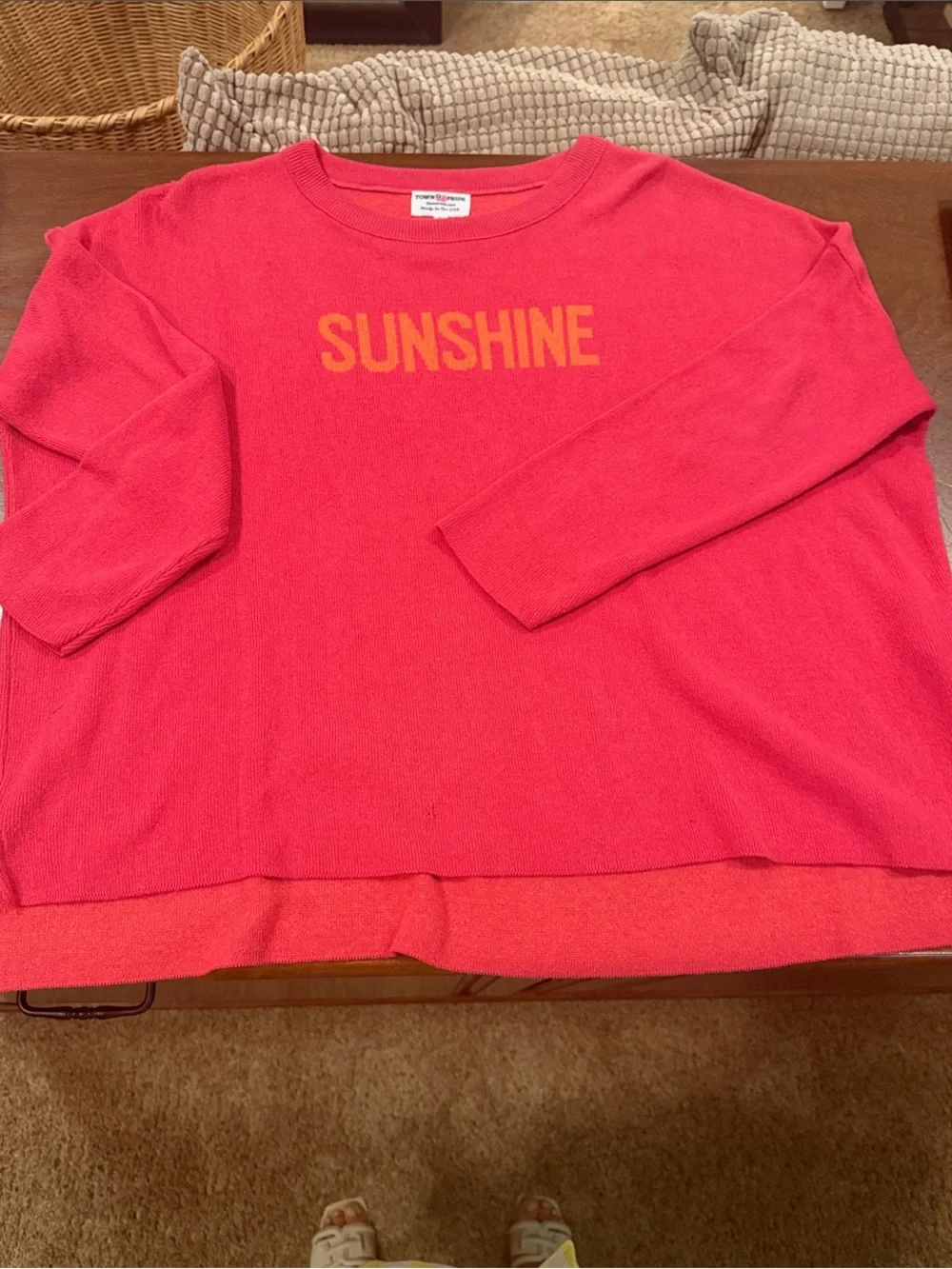 Women’s USA made Sunshine' Red Crewneck Sweater Top